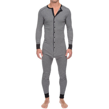 Casual Long Sleeves Jumpsuits Sleepwear for Men