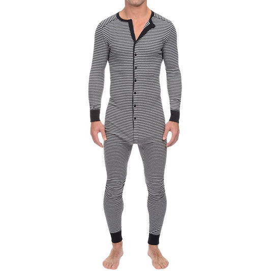 Casual Long Sleeves Jumpsuits Sleepwear for Men