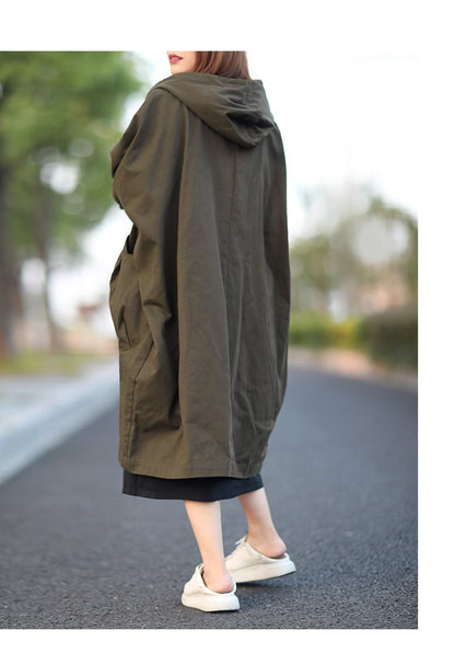 Women Plus Sizes Fall Long Trenchcoat-STYLEGOING