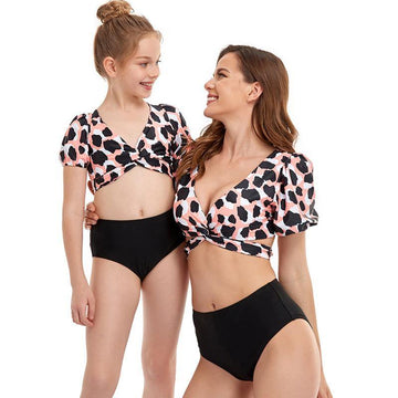 Parent-child Puff Sleeves Summer Beach Bikinis-STYLEGOING