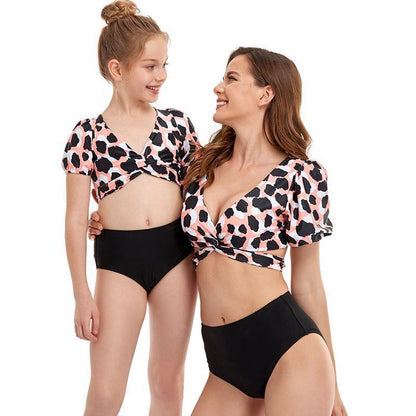 Parent-child Puff Sleeves Summer Beach Bikinis-STYLEGOING