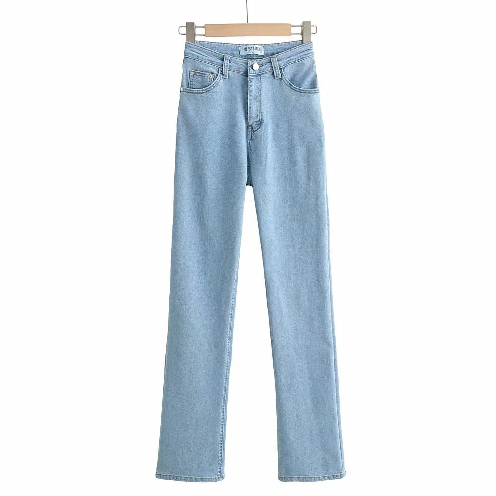 Casual High Waist Trumpet Women Long Jeans