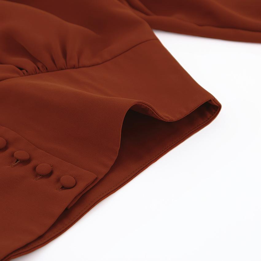 Summer Women Puff Sleeves V Neck Short Shirts-STYLEGOING