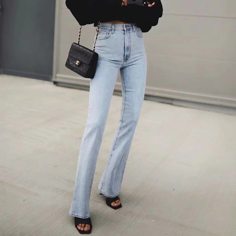 Casual High Waist Trumpet Women Long Jeans