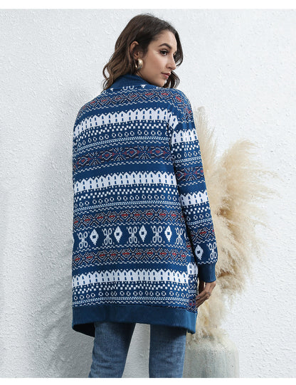 Casual Leopard Design Knitted Coats for Women
