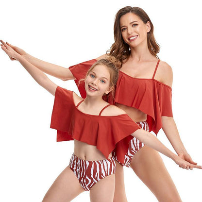 Summer Lotus Leaf Mom/daughter Swimsuit-STYLEGOING