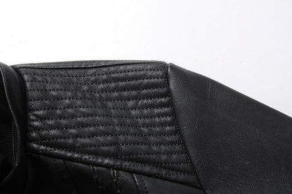 Fashion Turnover Collar Zipper Women PU Jacket