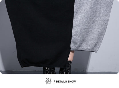 High Neck Knitting Bat Sleeves Irregular Cozy Long Dresses