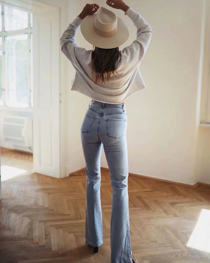 Casual High Waist Trumpet Women Long Jeans