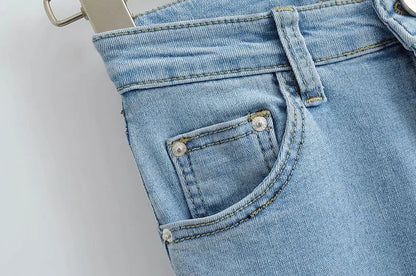 Casual High Waist Trumpet Women Long Jeans