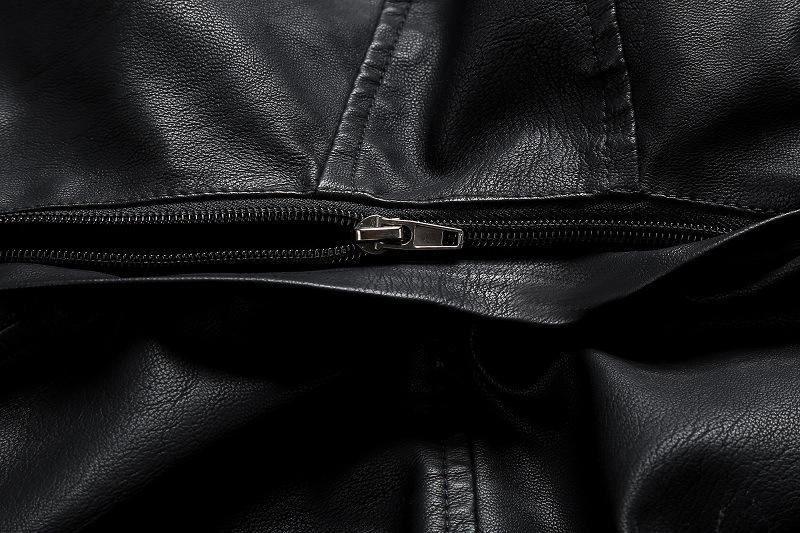 Fashion Turnover Collar Zipper Women PU Jacket