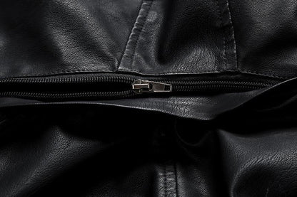 Fashion Turnover Collar Zipper Women PU Jacket