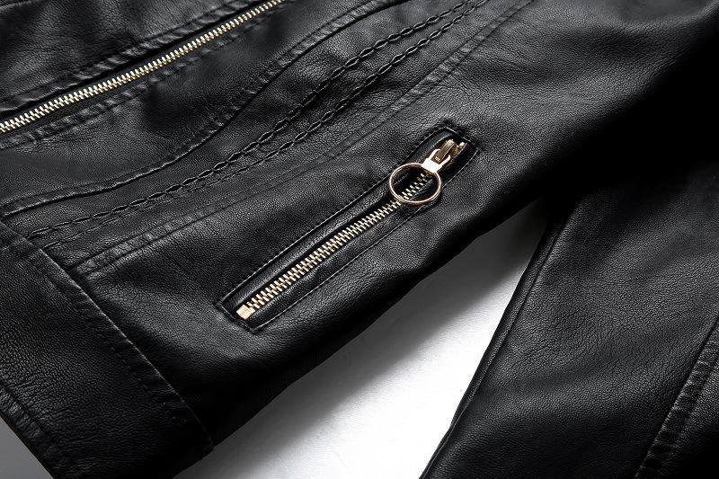 Fashion Turnover Collar Zipper Women PU Jacket