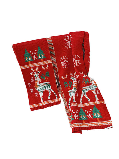 Merry Christmas Parent and Kids Knitted Warm Scarves