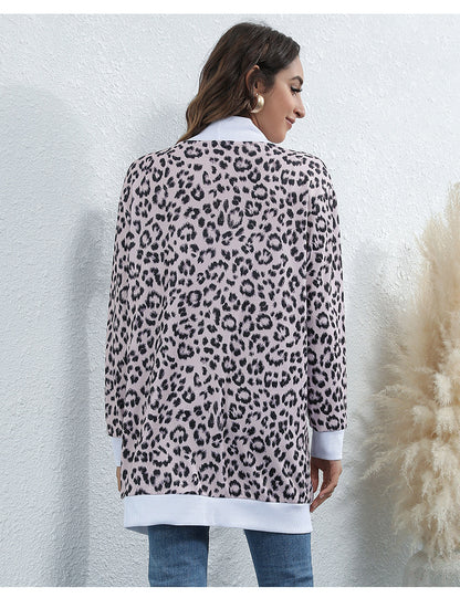 Casual Leopard Design Knitted Coats for Women
