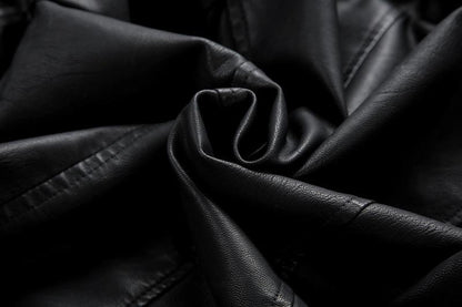 Fashion Turnover Collar Zipper Women PU Jacket