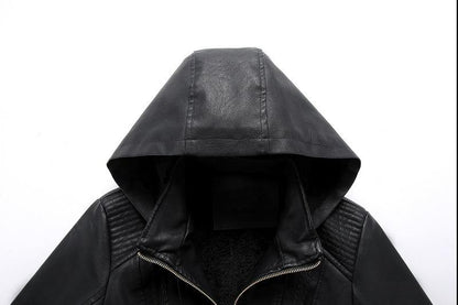 Fashion Turnover Collar Zipper Women PU Jacket