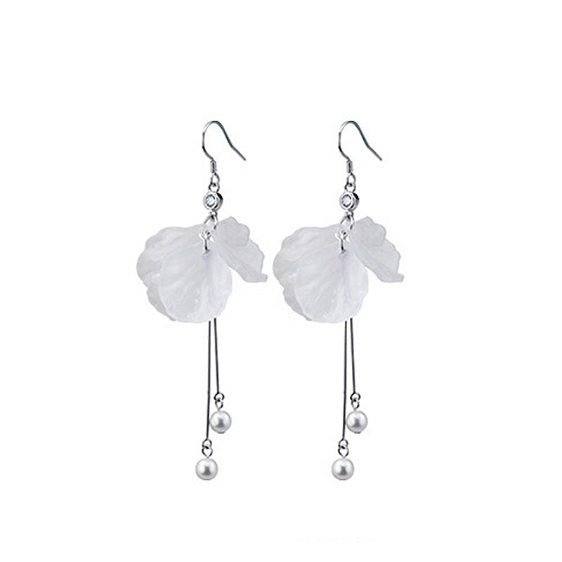 Preserved Fresh Flower Fairy Tassels Dangle Earrings for Women