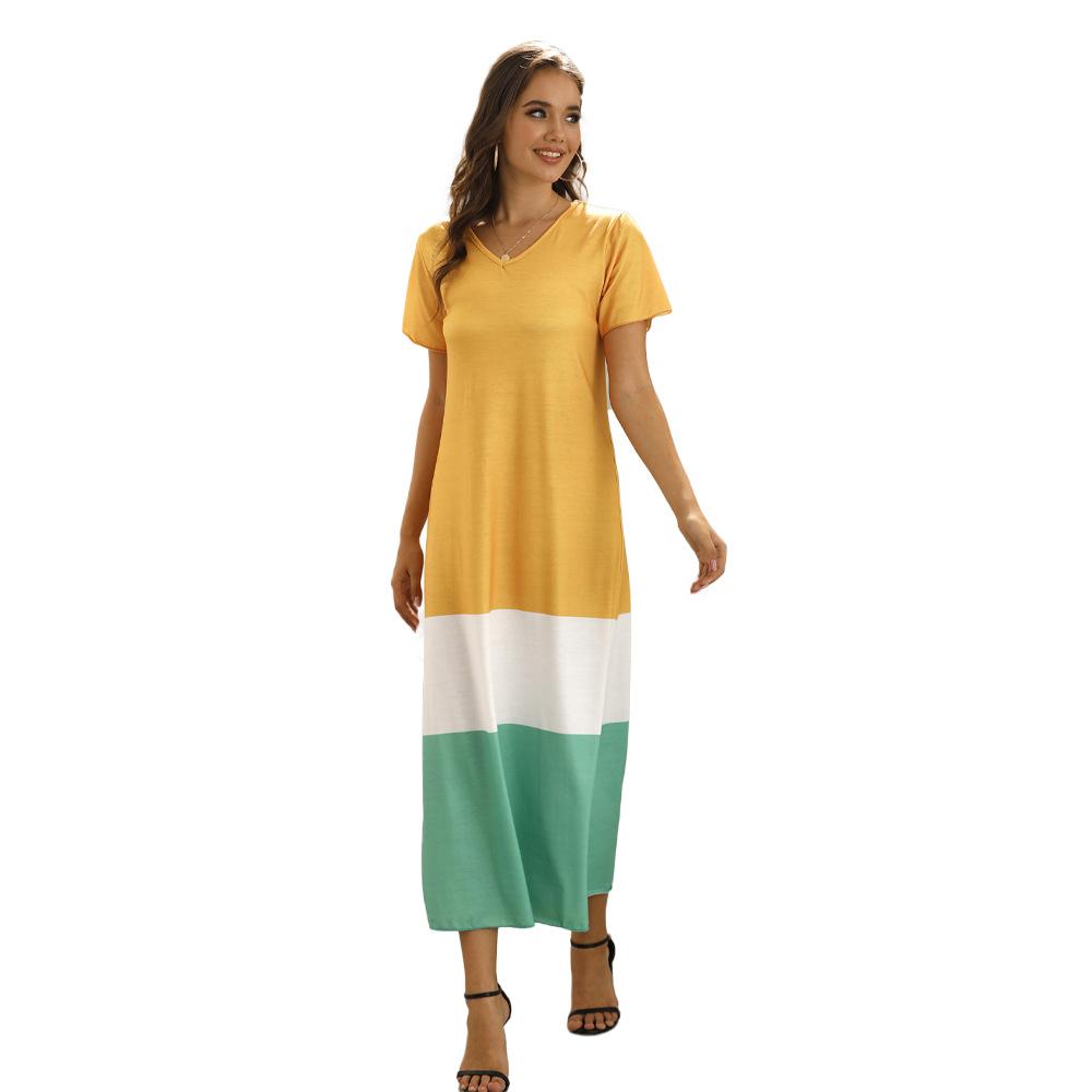 Summer Women Short Sleeves Long Maxi Dresses-STYLEGOING