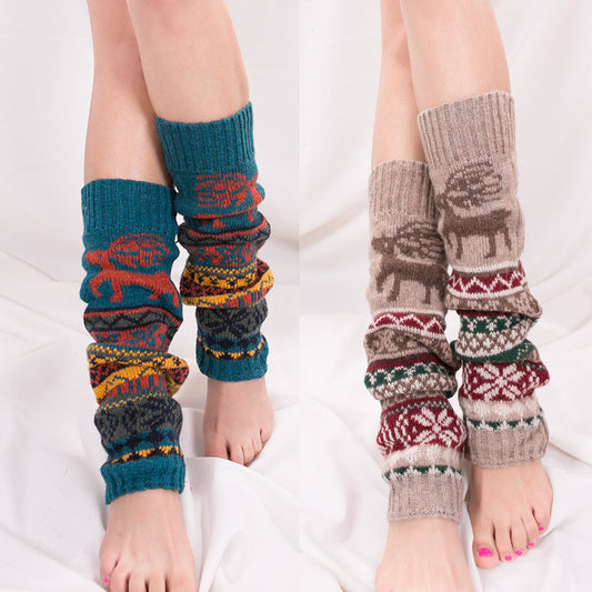 2 Pairs/Set Deer Designs Knitted Socks for Women