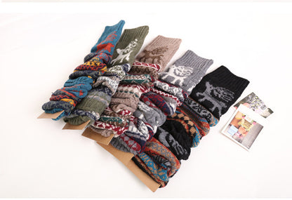 2 Pairs/Set Deer Designs Knitted Socks for Women