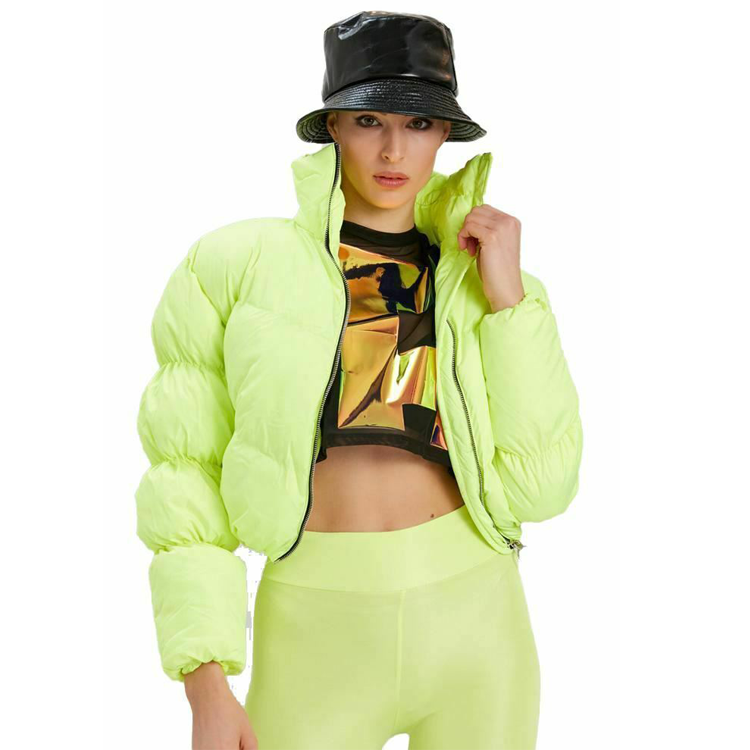 Warm Winter High Neck Zipper Short Cotton-padded Overcoat
