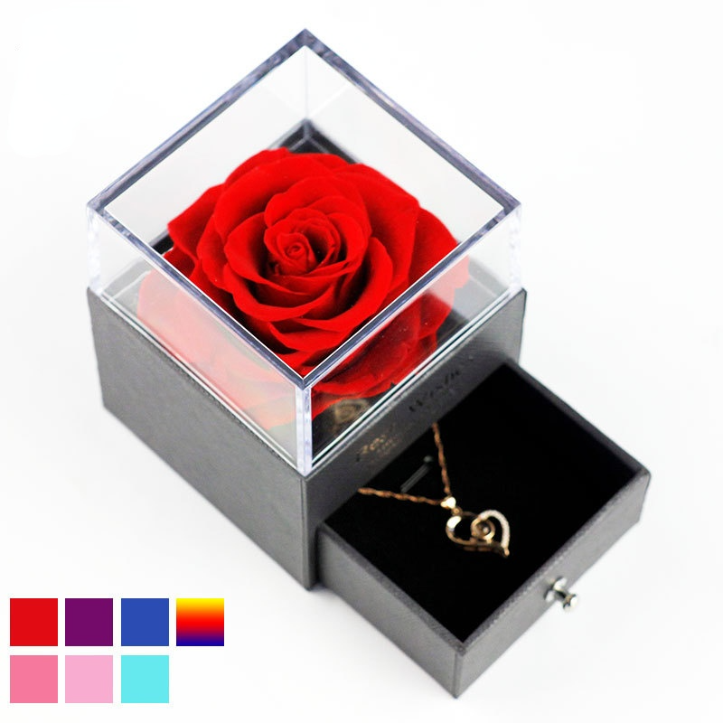 Valentine's Day Gifts Preserved Forever Flowers and Necklace Sets