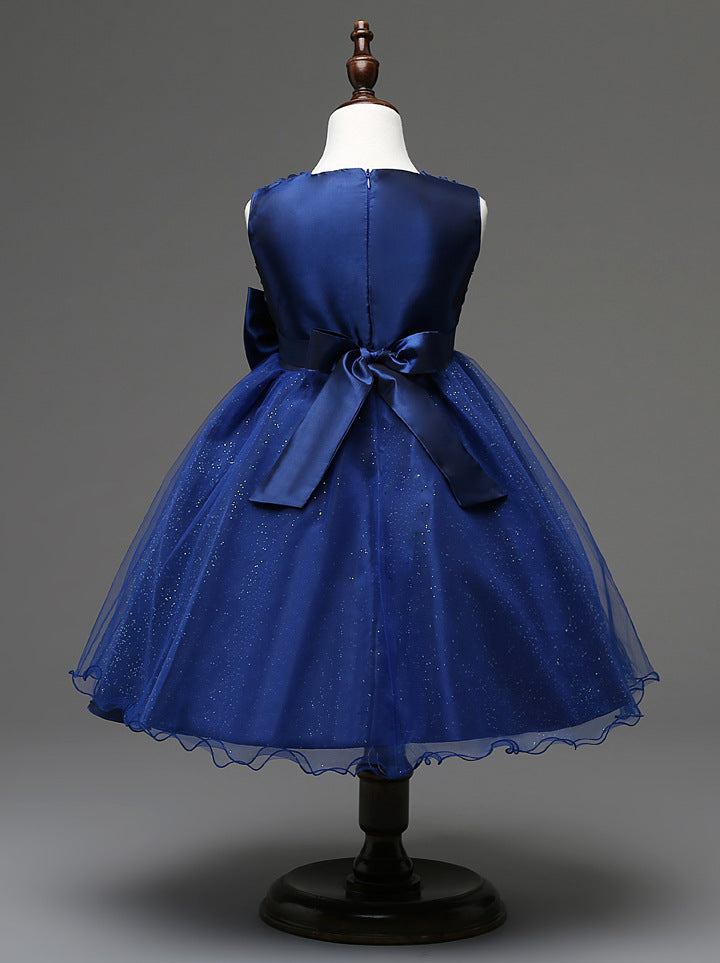 3D Rose Flower Princess Girls Dresses