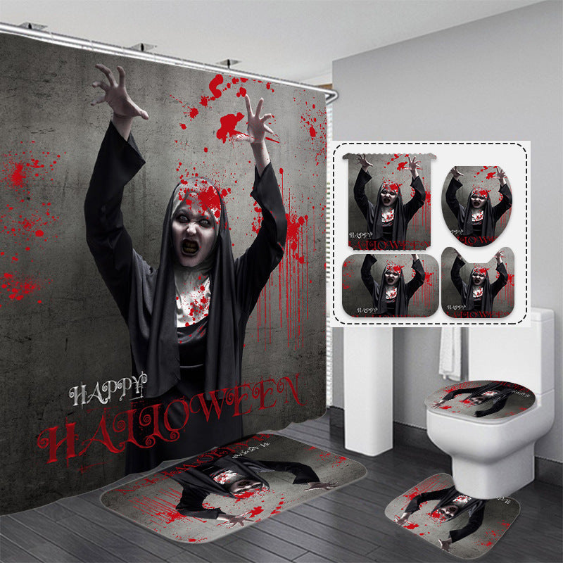 Horrible Halloween Fabric Shower Curtain Sets for Bathroom Decoration
