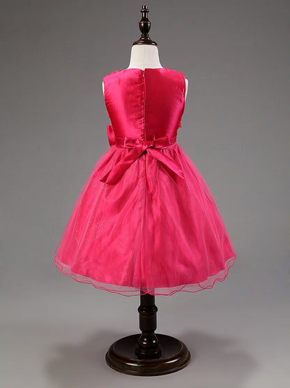 3D Rose Flower Princess Girls Dresses