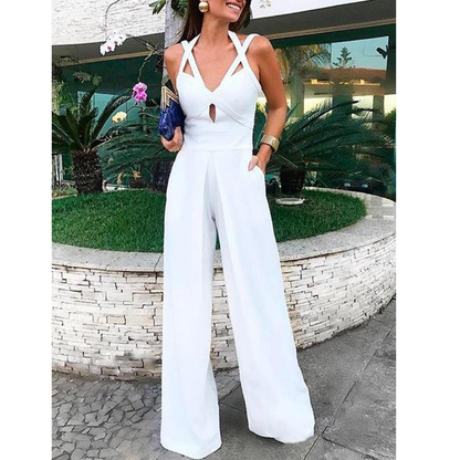 Women Sexy Halter Sleeveless Jumpsuits-STYLEGOING