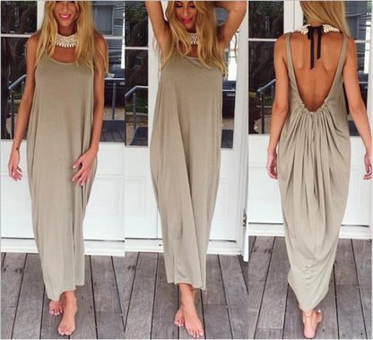 Sexy Backless U Shaped Beach Dresses-STYLEGOING