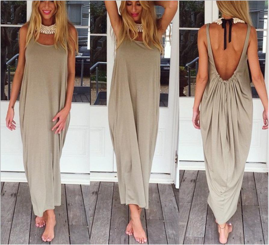 Sexy Backless U Shaped Beach Dresses-STYLEGOING