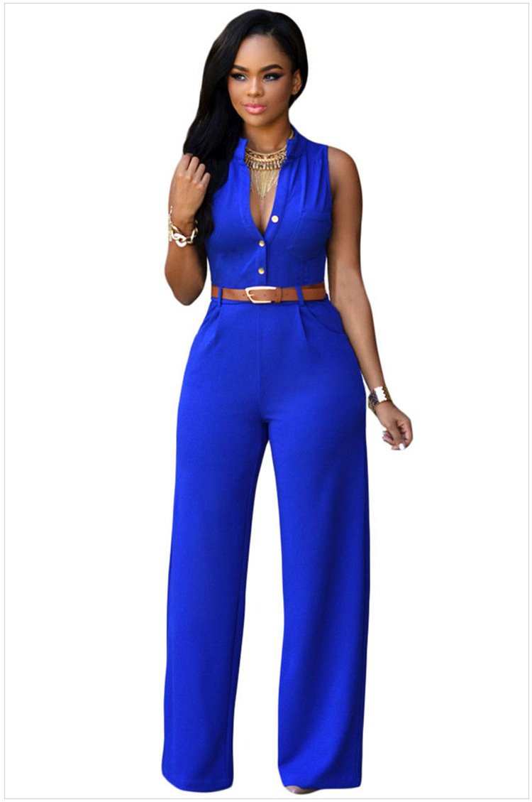 Sexy Pocket Jumsuits with Belt-STYLEGOING