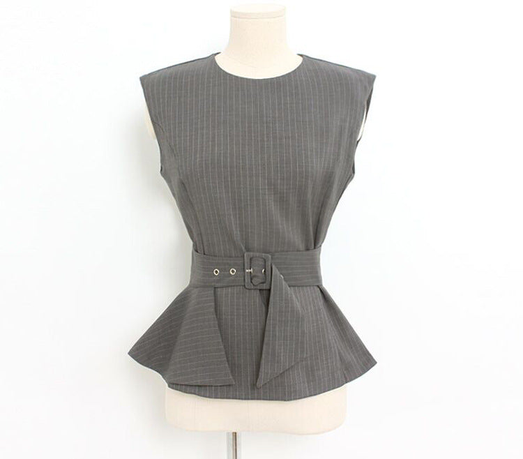 Fashion Ruffled Women Vest & Pants Office Lady Outfits