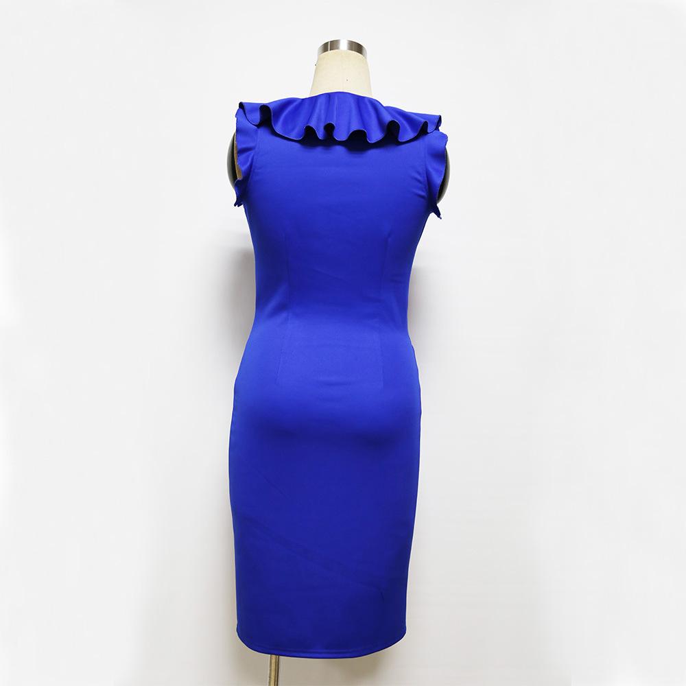 Sexy Ruffled V Neck Fashion Bodycon Dresses-STYLEGOING