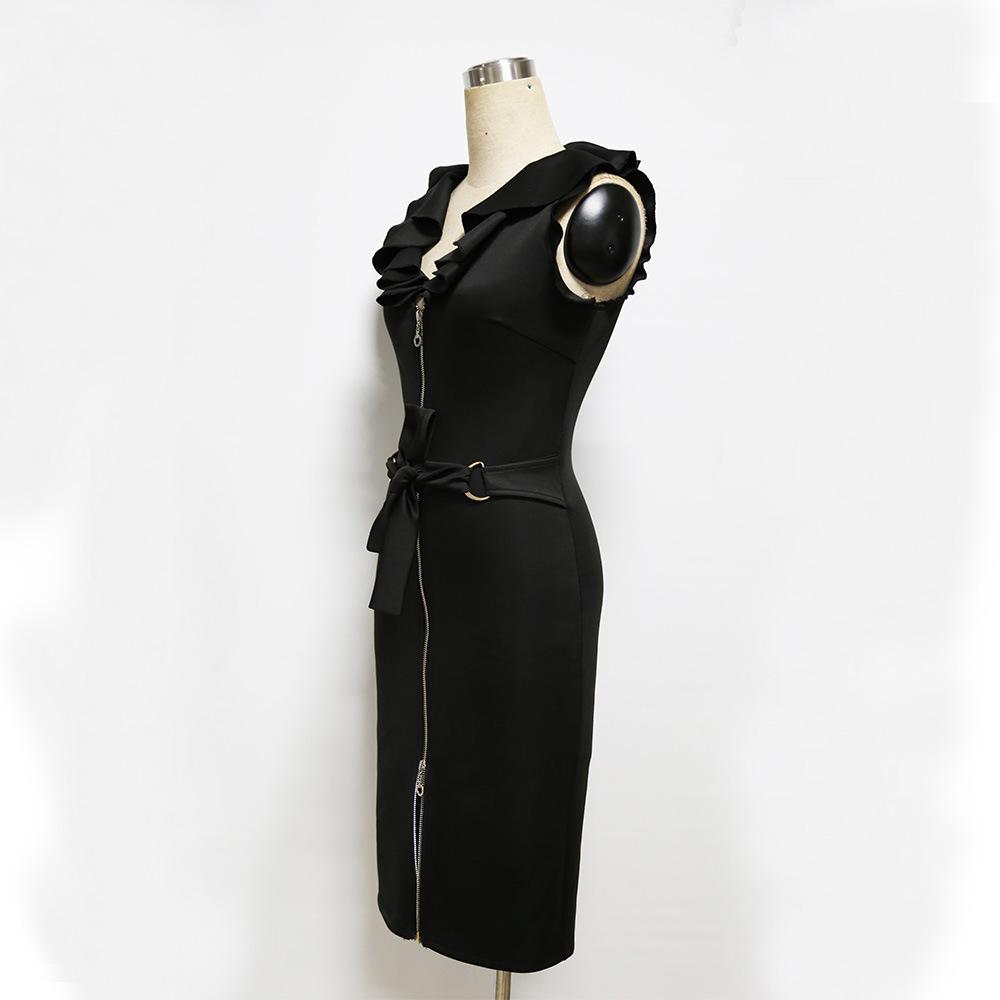 Sexy Ruffled V Neck Fashion Bodycon Dresses-STYLEGOING