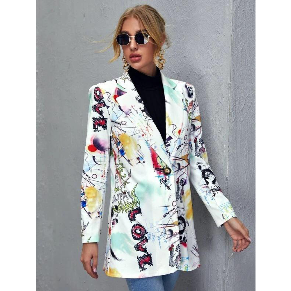 Unfixed Animal/Letter Print Women Blazers-STYLEGOING