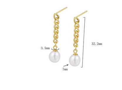 Fashion Sterling Silver Tassel Earring with Pearl E1335