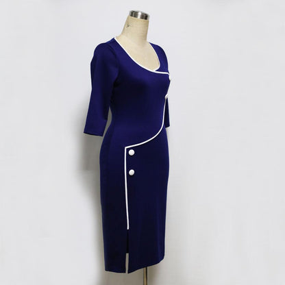 Sexy Women Deep V Neck Split Pencil Dresses-STYLEGOING