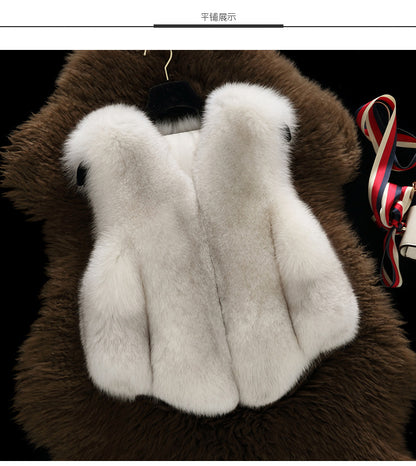 Warm Artifical Fox Fur Sleeveless Vest for Kids