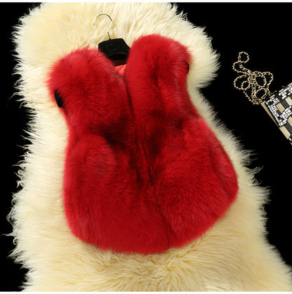 Warm Artifical Fox Fur Sleeveless Vest for Kids
