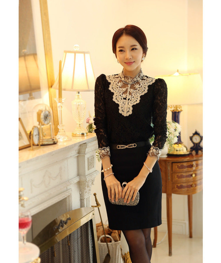 Sexy Women Long Sleeves Lace T Shirts