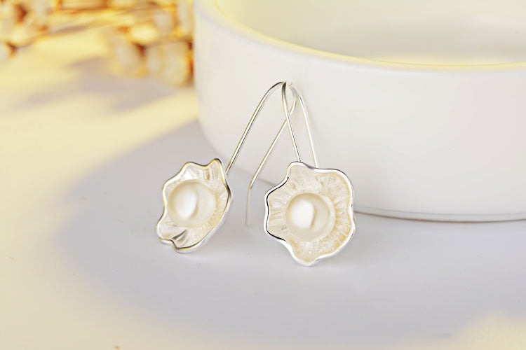 Ethnic Lotus Pearl Design Women Earrings