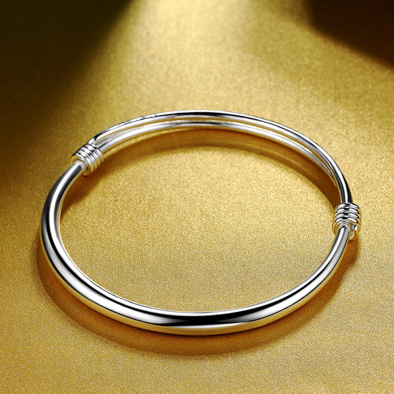 Fashion Shiny Adjustable End Sterling Sliver Bracelet for Mother