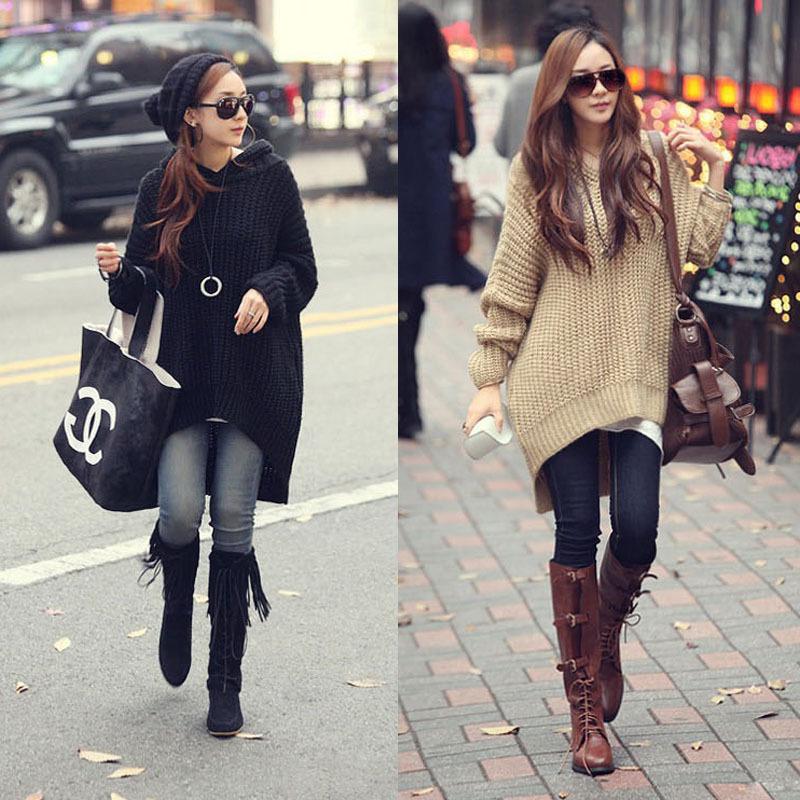 Women Irregular Long Loose Knitting Sweaters-STYLEGOING