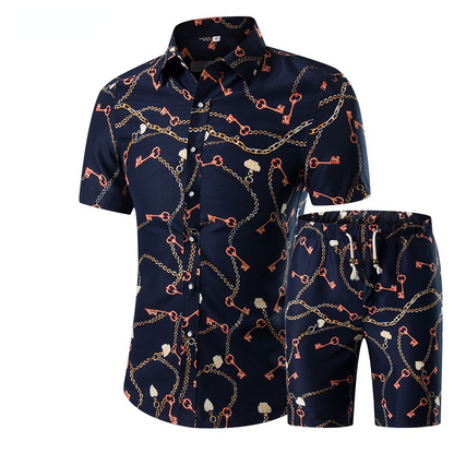 Summer Plus Sizes Short Sleeves T Shirts and Pants Sets for Men