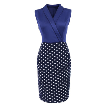 Summer Polk Dot Office Lady Blazer Sheath Dresses