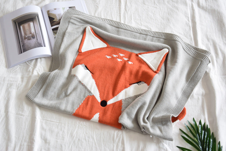 Cute Fox Design Kids Knitted Blankets