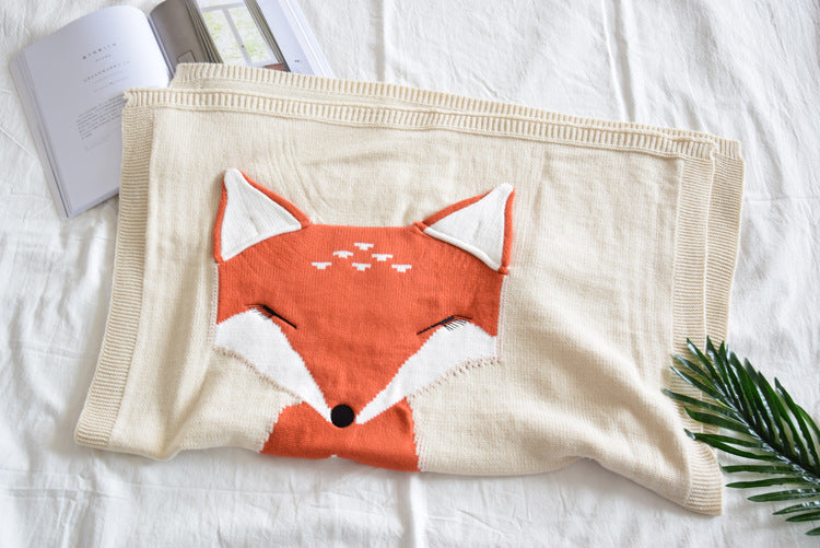 Cute Fox Design Kids Knitted Blankets